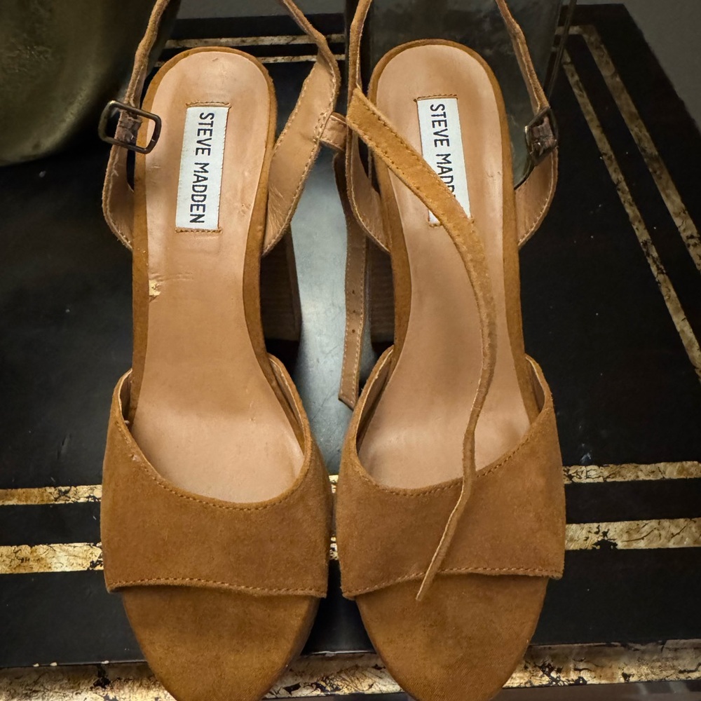 Steve Madden Tan Heeled Sandals with Ankle Strap